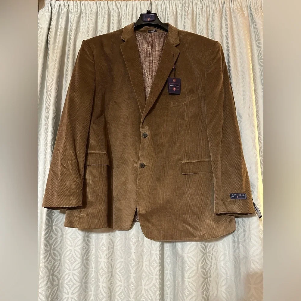 NWT Saddlebred Chocolate Brown Corduroy Sport Coat Blazer Men’s 56R B2994JB $145
